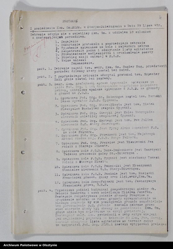 image.from.unit.number "Protokoły zebrań wyborczych /1951/, posiedzeń plenarnych, narad aktywu partyjnego, plany pracy, sprawozdania /1949-1954/ Komitetu Gminnego PZPR"