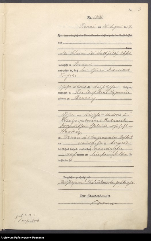 Obraz 5 z jednostki "Księga miejscowa zgonów tom V [Rejestr główny zgonów]"