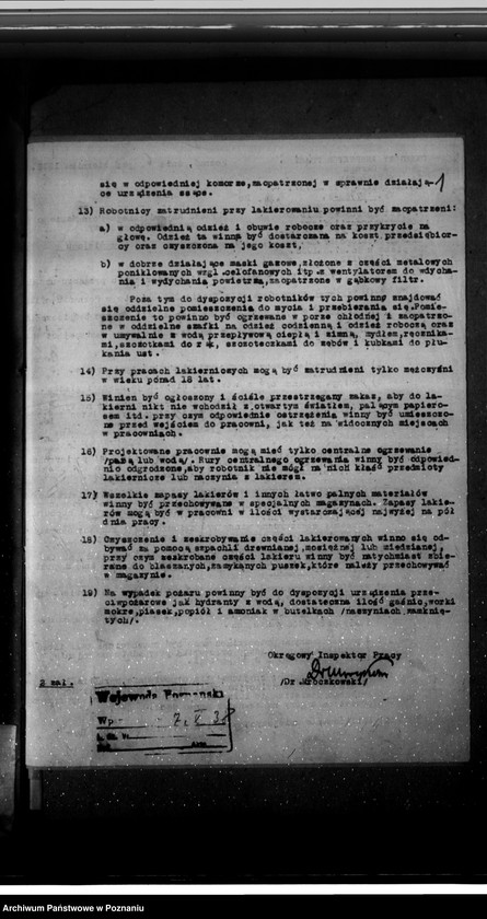 Obraz 5 z jednostki "Zatwierdzenie projektu urządzenia zakładu przemysłowego wykończalni i lakierni Firmy Brzeski - Auto S. Akcyjna W Poznaniu ul. Dąbrowskiego 29"