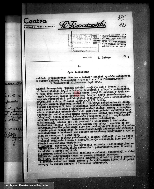 Obraz 16 z jednostki "Projekt urządzenia zmian zakładu przemysłowego fabryki "Centra" ulica Wenecjańska nr 16"