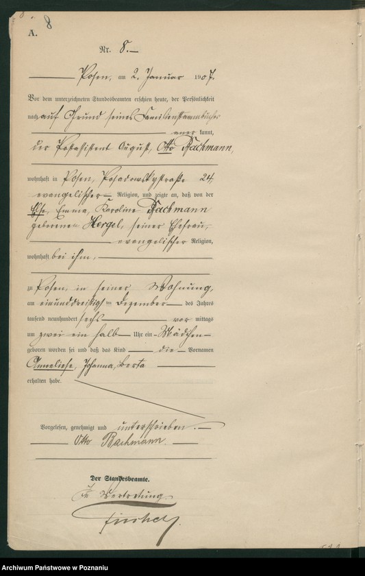 Obraz 10 z jednostki "Księga miejscowa urodzeń tom I [Rejestr główny urodzeń]"