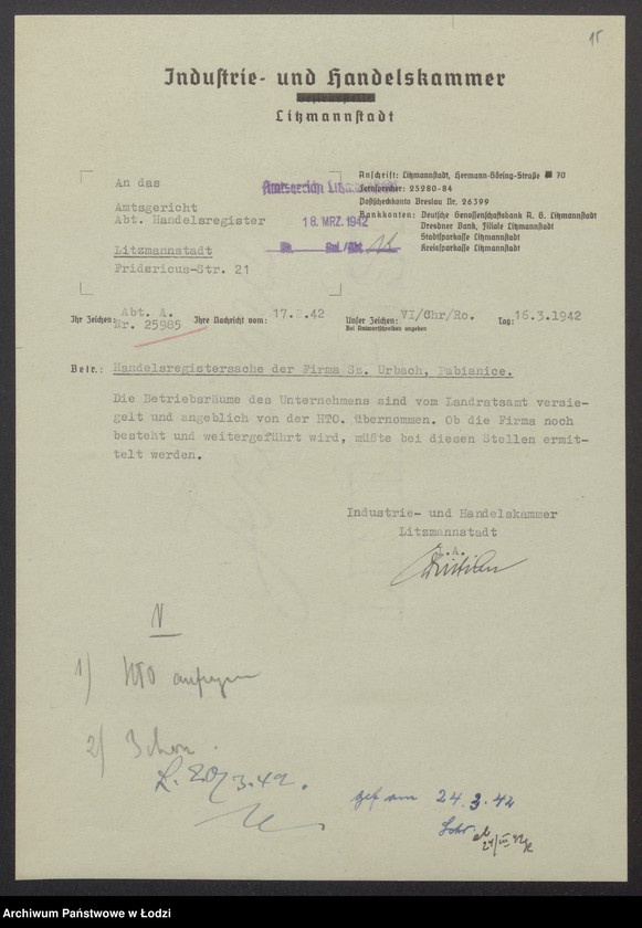 Obraz 17 z jednostki "Szlama Urbach – mechaniczna tkalnia zarobkowa w Pabianicach"