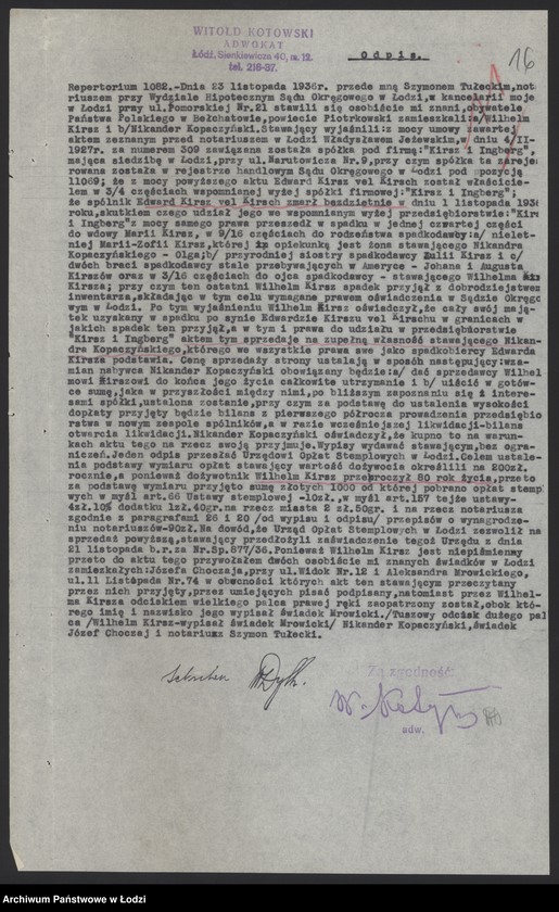 Obraz 18 z jednostki "Kirsz i Ingber- wyrób i sprzedaż wyrobów włókienniczych"