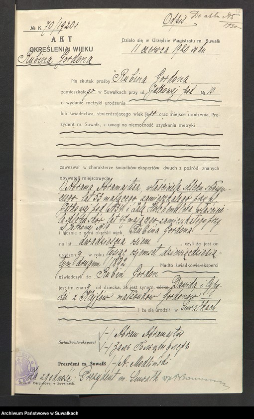image.from.unit.number "Dowody do aktów ślubu Suwalskiego Okręgu Bożniczego 1930 rok"