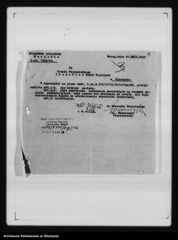 image.from.unit.number "Sprawozdania i ankiety szkód wojennych pow. Morąg i Mrągowo"