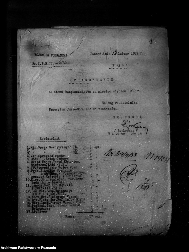 Obraz 5 z jednostki "Sprawozdanie sytuacyjne ze stanu bezpieczeństwa za miesiące styczeń-maj, lipiec 1939 r. oraz sprawozdanie z polskiego legalnego ruchu politycznego za miesiąc czerwiec 1939 r."