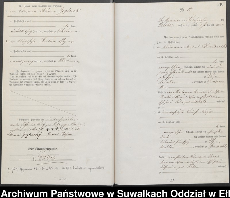 image.from.unit.number "Heiraths-Haupt-Register des Königlichen Preussischen Standes-Amtes Lucknainen Kreis Sensburg für das Jahr 1884 [do 1887]"