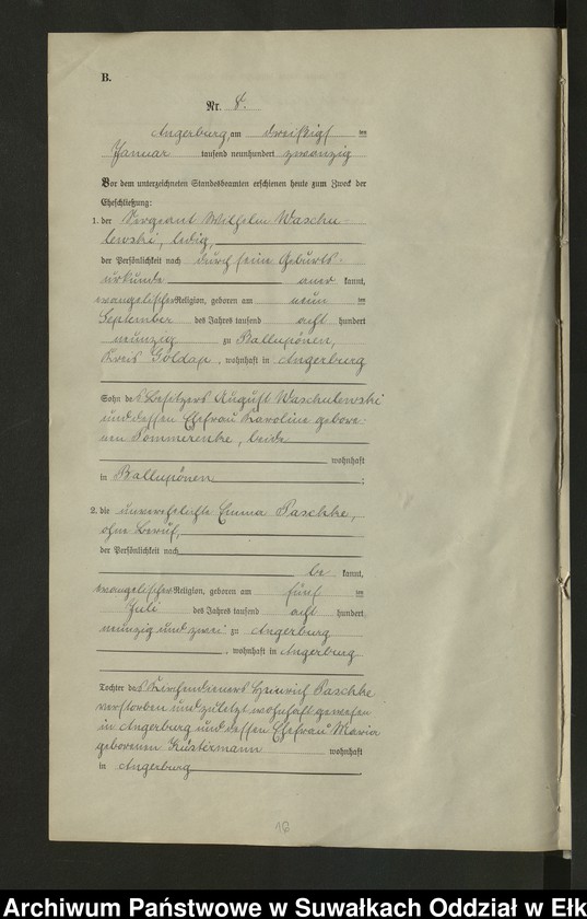 image.from.unit.number "[Heirats - Register (Neben - Register) Standesamt Angerburg einschl. der Bezirke, Gr. Strengeln, Prinowen und Kehlen Kreis Angerburg] No 1 bis 49"