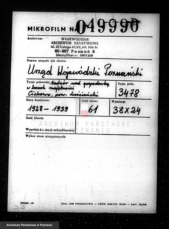 Obraz 2 z jednostki "Nadzór nad gospodarką w lasach majętności Cichowo powiat kościański"