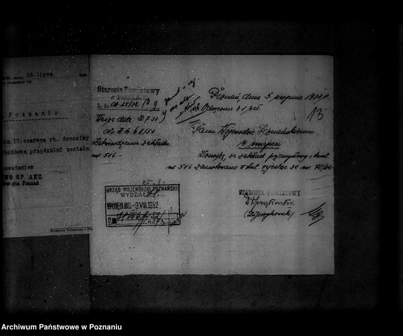 Obraz 20 z jednostki "Zatwierdzenie projektu urządzania zakładu przemysłowego Firmy Płótno S. Akcyjna W Stęszewie powiat poznański nr 516"