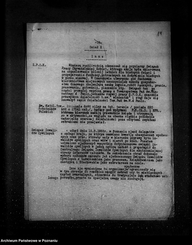 Obraz 18 z jednostki "Sprawozdanie kwartalne z życia polskich legalnych stowarzyszeń i związków za okres od 1 lipca do 31 grudnia 1933 r."