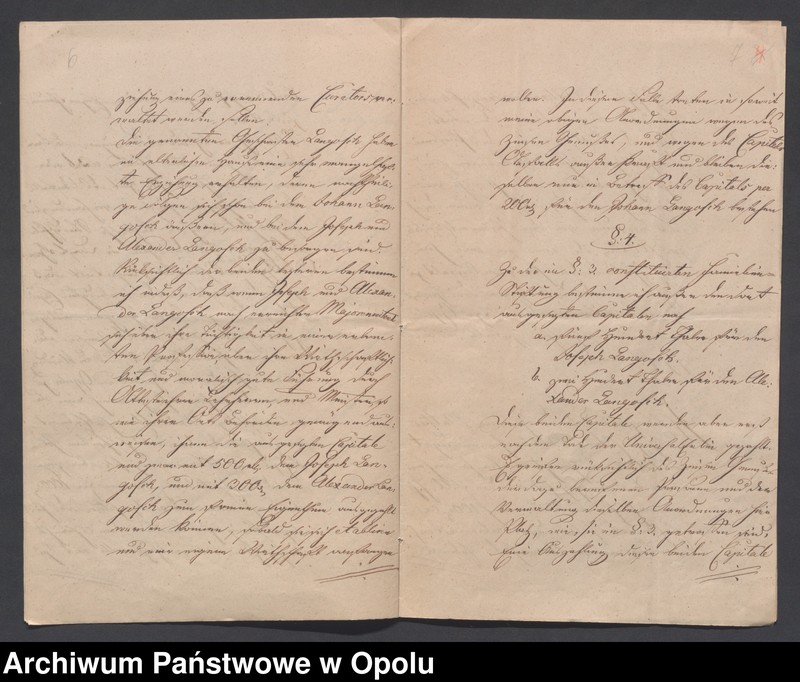 Obraz 6 z jednostki "[Testament Jana Langosch, budowniczego młynów i maszyn z Opola, sporządzony na rzecz jego żony Heleny z domu Koenig, kościoła oraz 3 synów jego brata]"