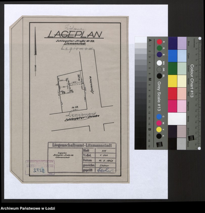 Obraz 1 z jednostki "Lageplan Schlageter Strasse Nr 58 Litzmannstadt"