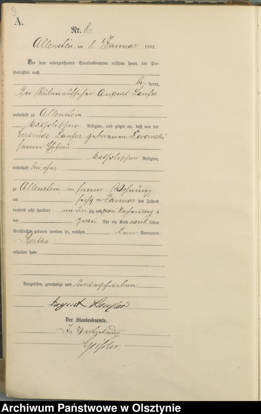 image.from.unit.number "Geburts-Haupt-Register Tom I,Nr 1 - 280"