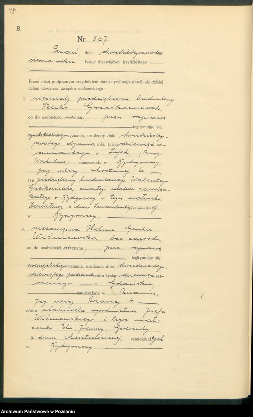 Obraz 20 z jednostki "Księga miejscowa małżeństw tom III [Rejestr główny małżeństw]"