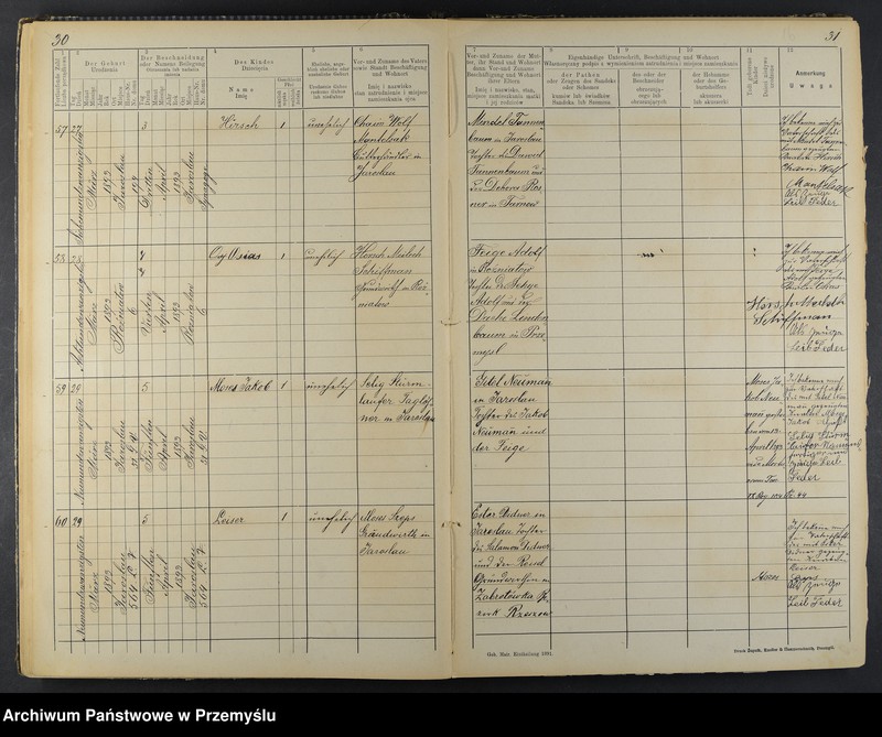 image.from.unit.number "Geburtsbuch des Isr.[aelitischen] Matriken-Bezirkes Jaroslau 1893"