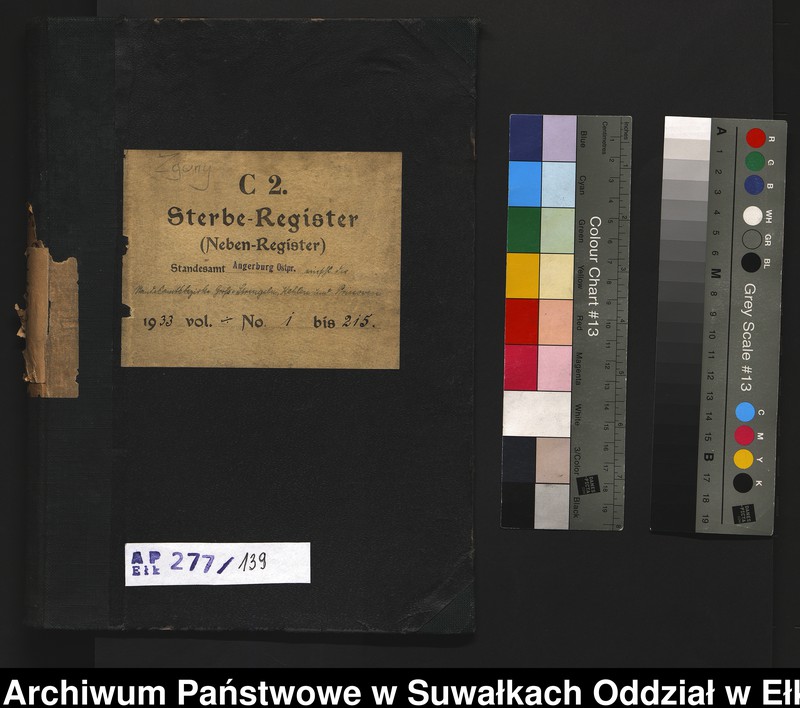 image.from.unit.number "C2. Sterbe - Register (Neben - Register) Standesamt Angerburg Ostpr. einschl. der Standesamtsbezirk Gross Strengeln, Kehlen und Prinowen"