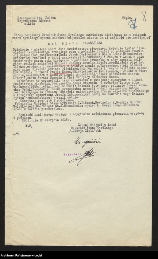 Obraz 10 z jednostki "Mojżesz Goździk, Beniamin Goździk, Abram Jakub Goździk, Mendel Wolf Cytner- sprzedaż manufaktury"