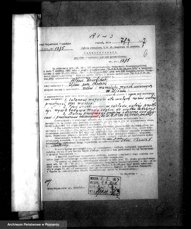 Obraz 10 z jednostki "Zatwierdzenie zakładu przemysłowego /rzeźni/ Dzierbiński Alfons - Ujście pow. Chodzież"