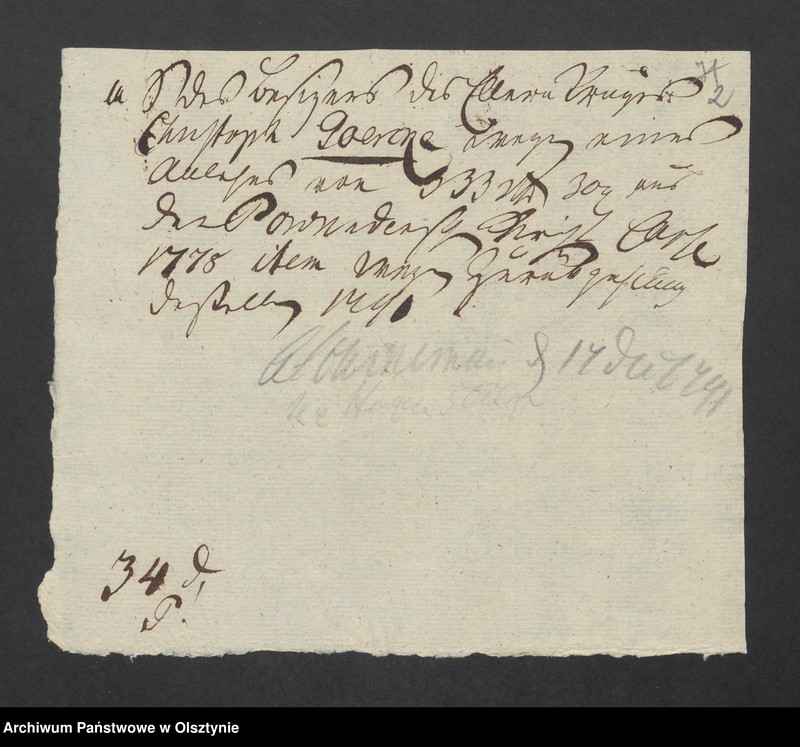 image.from.unit.number "In S. [Sachen] des Besitzers des Ellern=Kruges Christoph Goercke wegen eines nachgesuchten Anlehns von 333 rthl. [Reichsthaler] 30 gr. [Groschen] aus der Powundenschen Kirchen Caße 1778 item wegen Zurückzahlung deßelben"