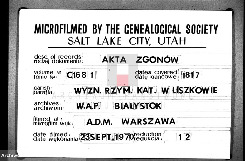 image.from.unit.number "Księga Aktów Zeyscia Urzędnika Stanu Cywilnego Gminy Liszkowskiey na Rok 1817 od 1 stycznia"