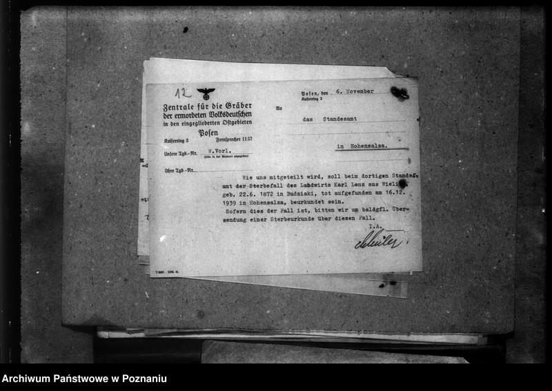 Obraz 16 z jednostki "Korespondencja w sprawie Niemców z różnych powiatów, którzy zginęli w 1939 roku"