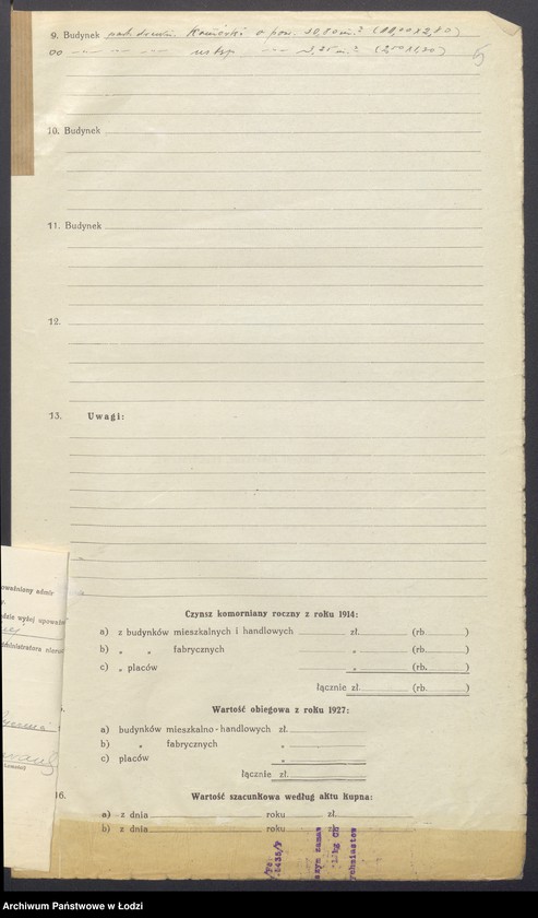 Obraz 7 z jednostki "Księga inwentarzowa nieruchomości m. Łodzi ul. Braterska"