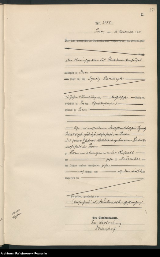 Obraz 18 z jednostki "Księga miejscowa zgonów tom V [Rejestr główny zgonów]"