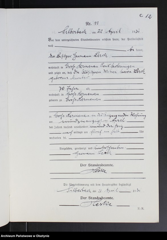 image.from.unit.number "Sterbe-Neben-Register Nr 1 - 26"