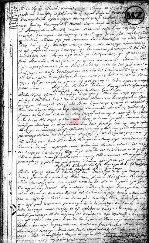 image.from.unit.number "Akta Cywilne Urodzonych Gminy Krasnopolskiey od R.1810 1 Maja do Roku 1811 1 Maja."