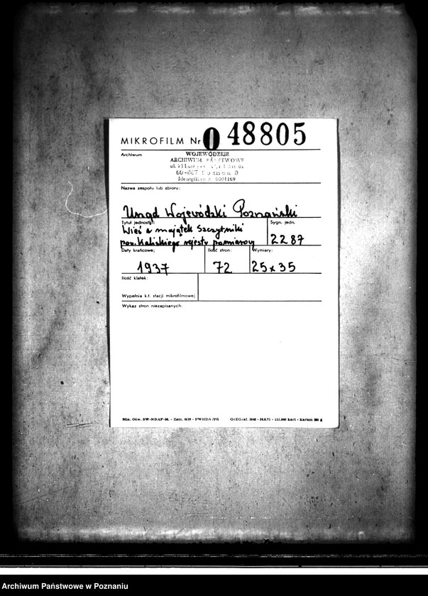 Obraz 2 z jednostki "Wieś i majątek Szczytniki powiat kaliski. Rejestr pomiarowy"