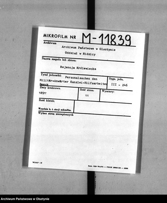 image.from.unit.number "Militär-Anwertär Kanzlei-Hilfsarbeiter Beeck [Hermann Adolf]"