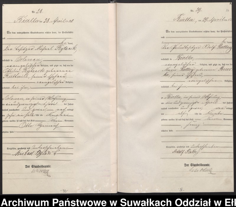 image.from.unit.number "Geburts-Haupt-Register des Königlichen Preussischen Standes-Amtes Bialla Kreis Johannisburg"
