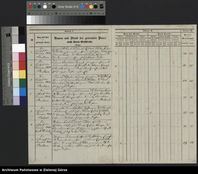 Obraz 5 z jednostki "Duplicat-Trauungsregister Jahrgang 1844 evangel[ischen] Kirche zu Beuthen"