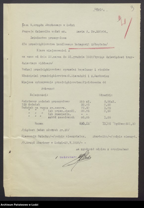 Obraz 5 z jednostki "Berek Sieradzki, Emanuel Berkowicz- sprzedaż kapeluszy i stożków"