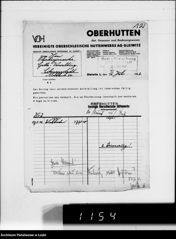 Obraz 16 z jednostki "V. [rachunki za dostawy towarów dla Getta]"