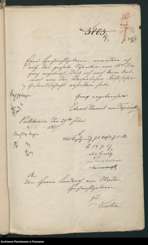 Obraz 20 z jednostki "A. betr. den polnischen Flüchtling Eduard, Vinzent von Trzciński"