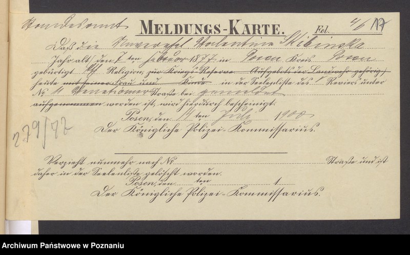 Obraz 18 z jednostki "Die von den Verlobten beigebrachten Urkunden zur Eheschliessung pro 1900"