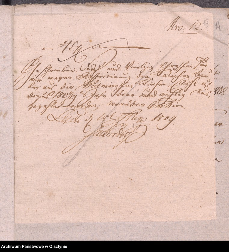 image.from.unit.number "Beläge zu der 1808-1809ten Widminnschen Jahres Kirchen und Armen Kassen Rechnung"