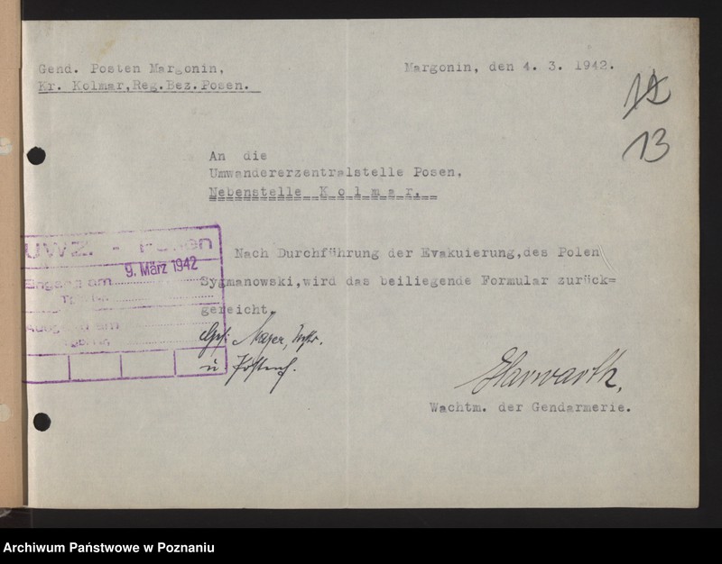 Obraz 16 z jednostki "Umsiedlungsmeldungen der SS - Arbeitsstäbe - Kreis Posen - Land [Powiat - Poznań]"