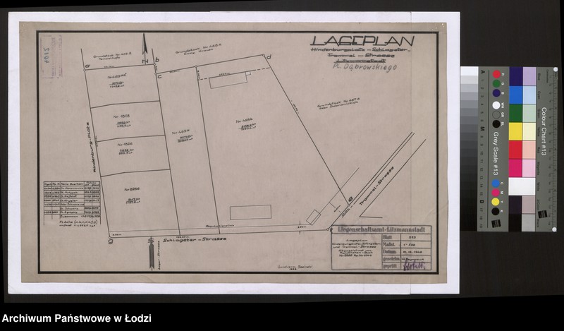 Obraz 1 z jednostki "Lageplan Hindenburgplatz-Schlageter-Trommel-Strasse Litzmannstadt"