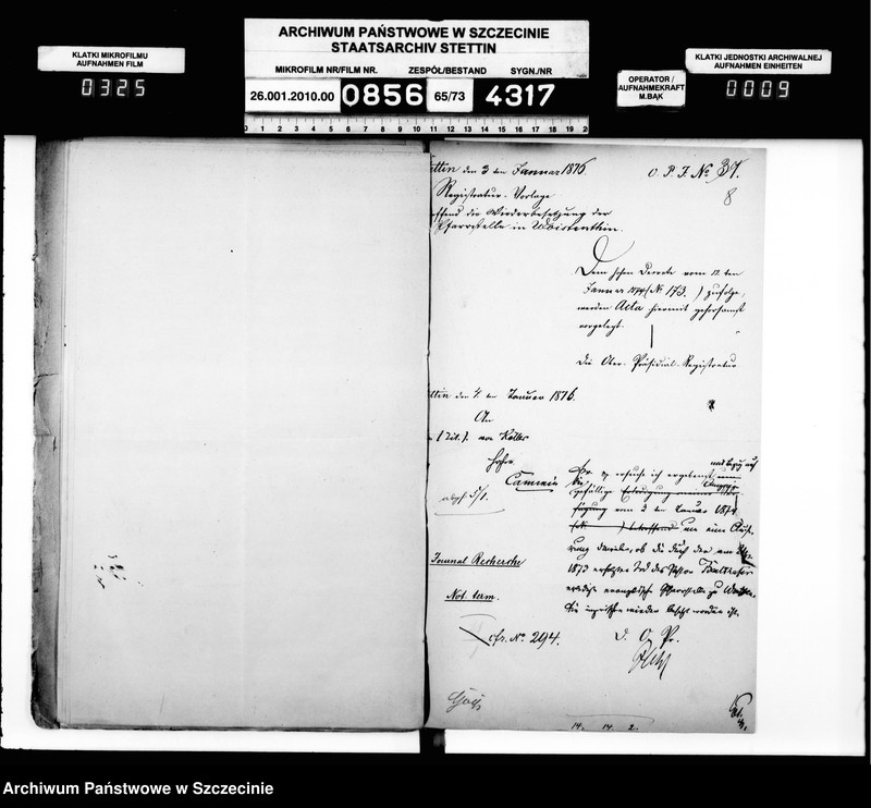 Obraz 10 z jednostki "Kontrolle über die Anstellung der Geistlichen in Folge des Gesetzes vom 11. Mai 1873 im Kreise Cammin"