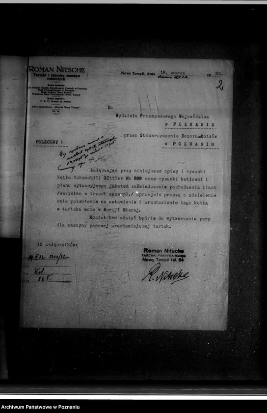 image.from.unit.number "Tartak parowy R. Nitsche w Boruji Starej powiat wolsztyński nr woj. kotła 4552"