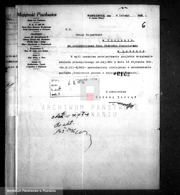 Obraz 11 z jednostki "Zatwierdzenie zakładu przemysłowego - kotłowni w maj. Pawłowice -A. Mielżyńskiego pow. leszczyński"