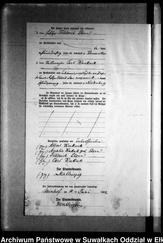 image.from.unit.number "Heiraths-Neben-Register des Preussischen Standes-Amtes Gr. Strengeln Kreis Angerburg"