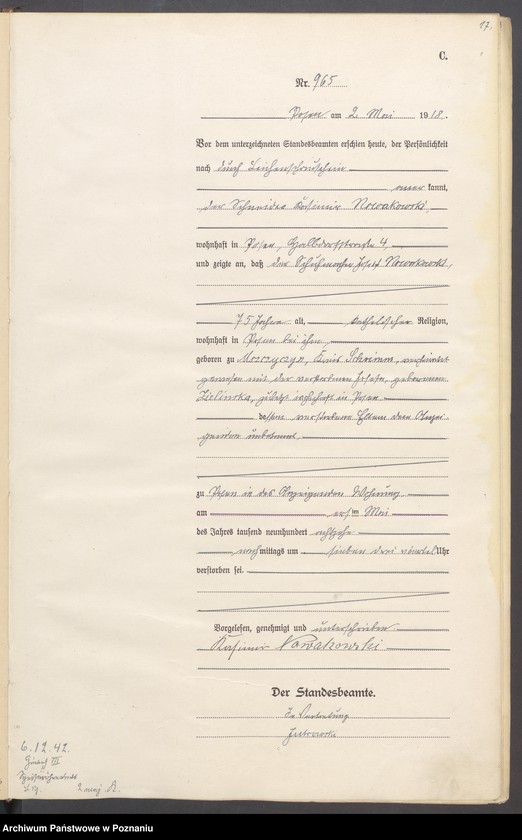 Obraz 19 z jednostki "Księga miejscowa zgonów tom III [Rejestr główny zgonów]"