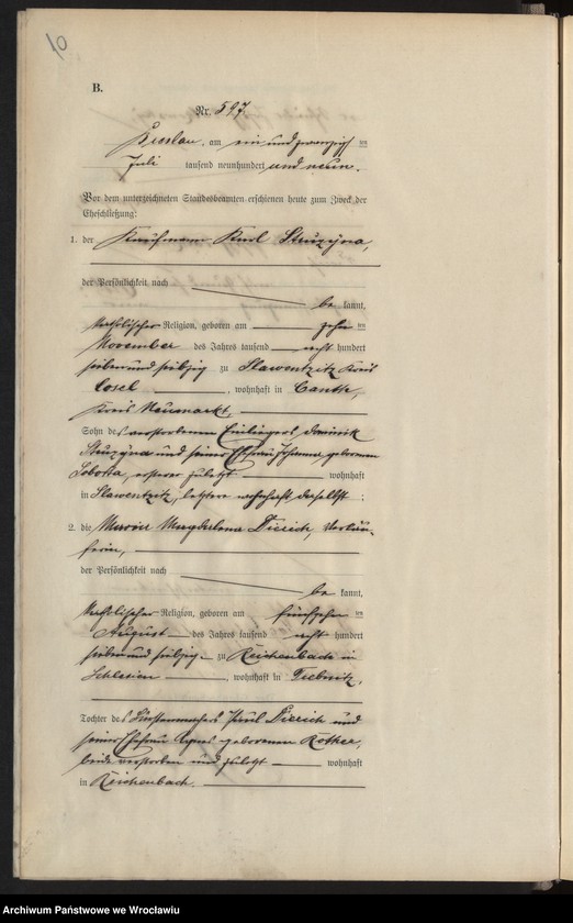 image.from.unit.number "Heiraths-Haupt-Register Breslau I 1909 Band 4"