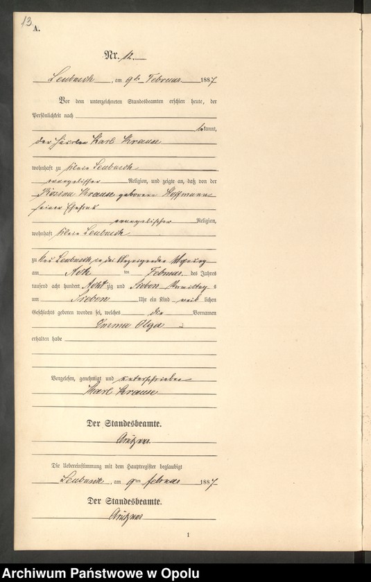 image.from.unit.number "Geburts-Neben-Register Standes-Amt Leubusch 1887"
