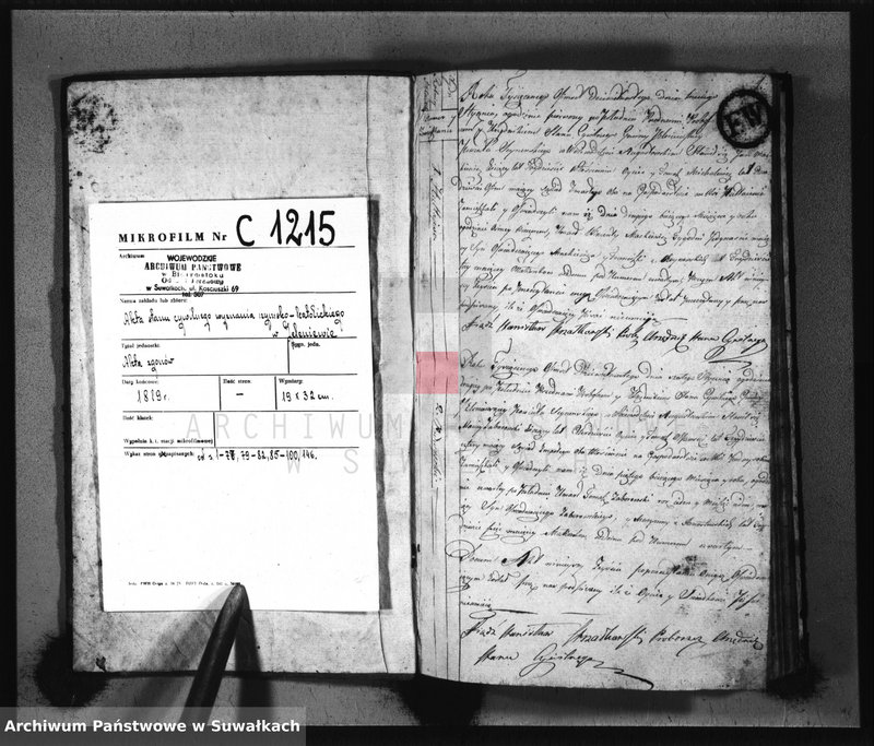 image.from.unit.number "Akta Urzędnika Stanu Cywilnego Umarłych w Gminie Jeleniewskiey od dnia 1go Mca Stycznia 1819, do ostatniego Grudnia tegoż Roku."