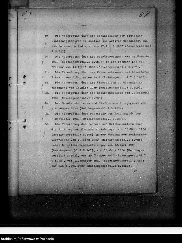 Obraz 12 z jednostki "Verordnung über die Einführung von Wehrrecht"